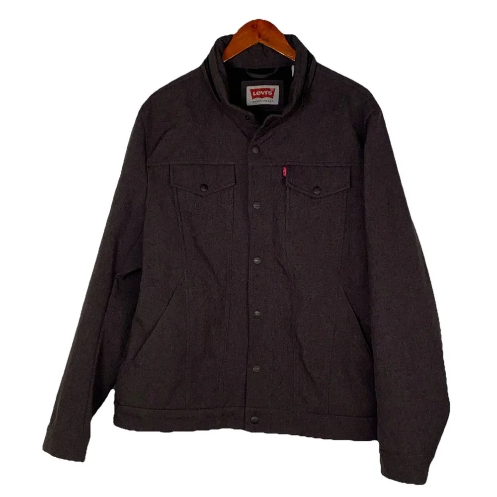 Levi mens jacket with hidden hood casual overcoat Size L